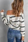 V Neck Striped Colorblock Cardigan with Button