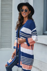 Oversized Striped Chenille Cardigan with Pocket