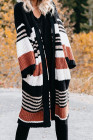 Oversized Striped Chenille Cardigan with Pocket