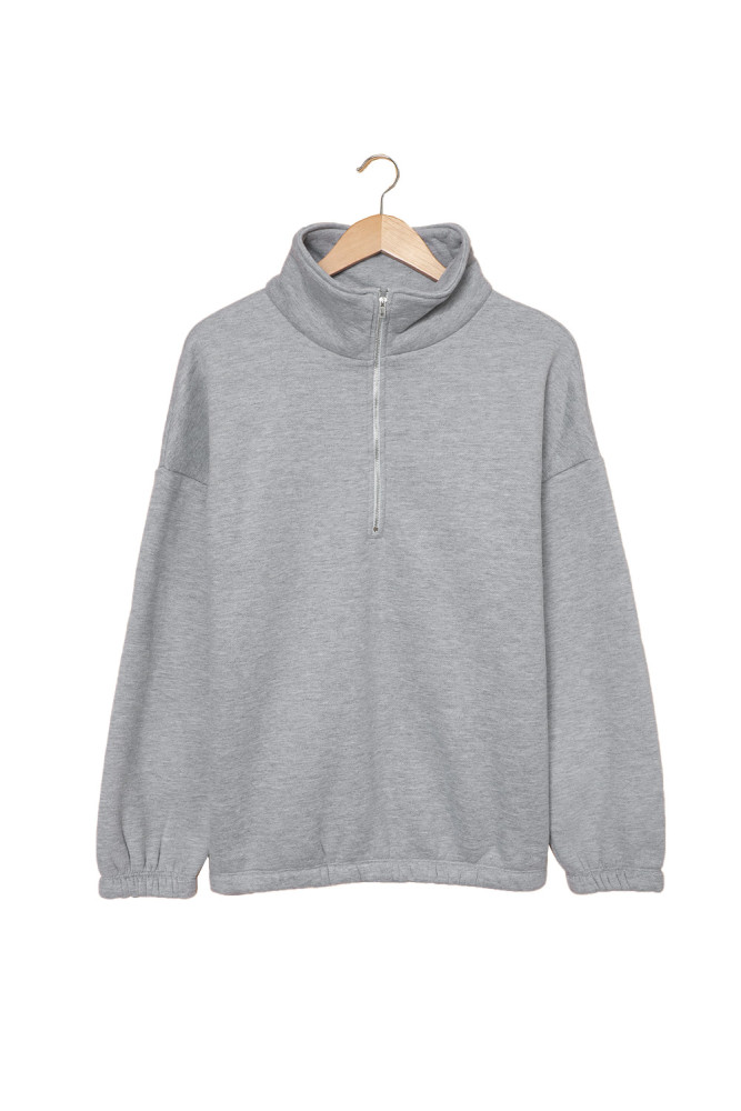 Silindashop  Solid Zipped Collar Sweatshirts