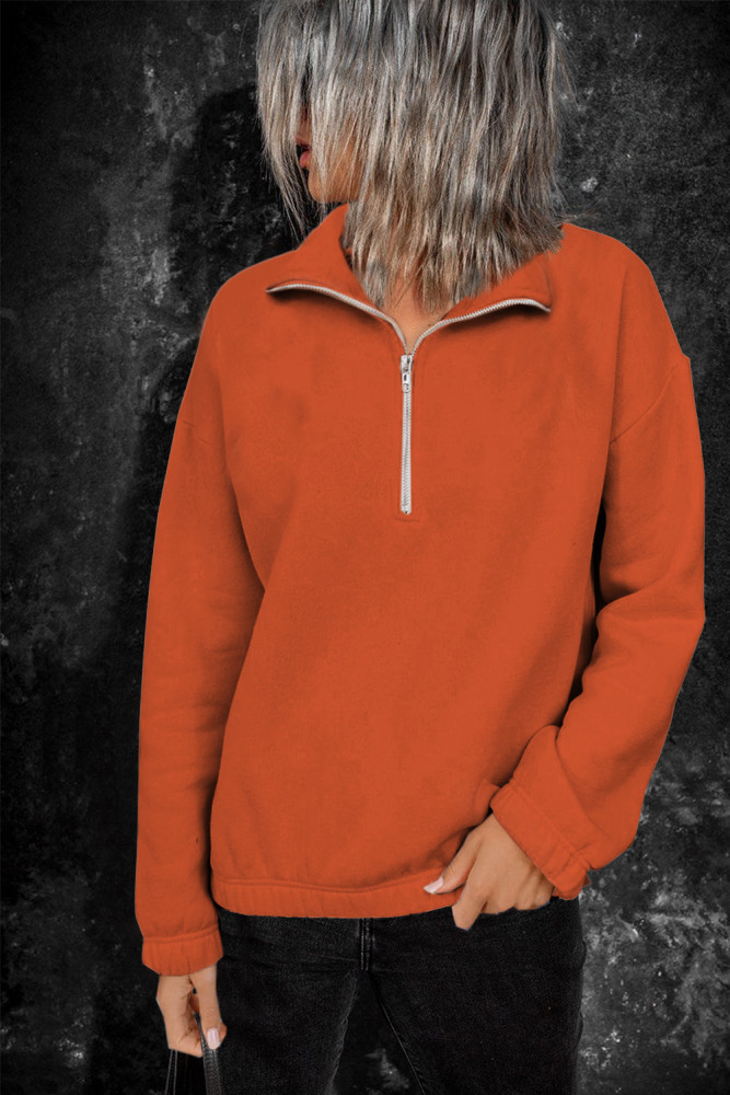 Silindashop  Solid Zipped Collar Sweatshirts