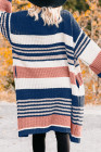 Oversized Striped Chenille Cardigan with Pocket
