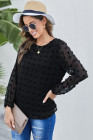 Solid Swiss Dot Puff Sleeve Top for Women