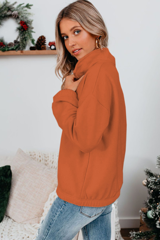 Silindashop  Solid Zipped Collar Sweatshirts