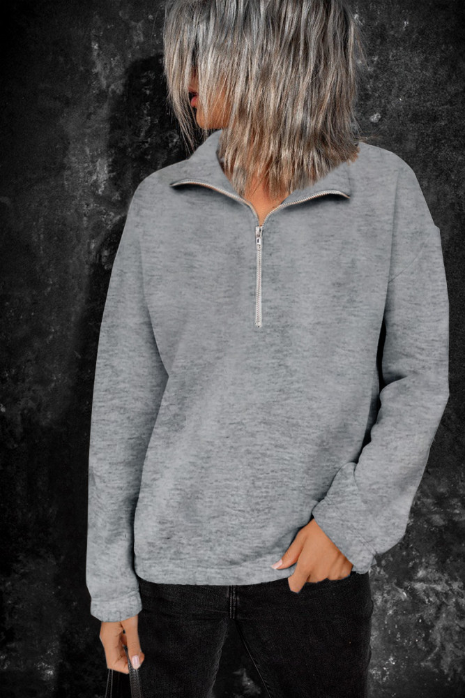 Silindashop  Solid Zipped Collar Sweatshirts
