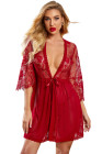 Romantic Floral Lacy Mesh Robe with Thong