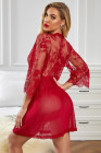 Romantic Floral Lacy Mesh Robe with Thong