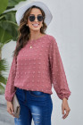 Solid Swiss Dot Puff Sleeve Top for Women