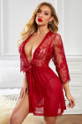 Romantic Floral Lacy Mesh Robe with Thong