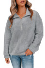 Silindashop  Solid Zipped Collar Sweatshirts