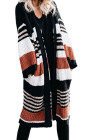 Oversized Striped Chenille Cardigan with Pocket