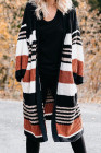 Oversized Striped Chenille Cardigan with Pocket
