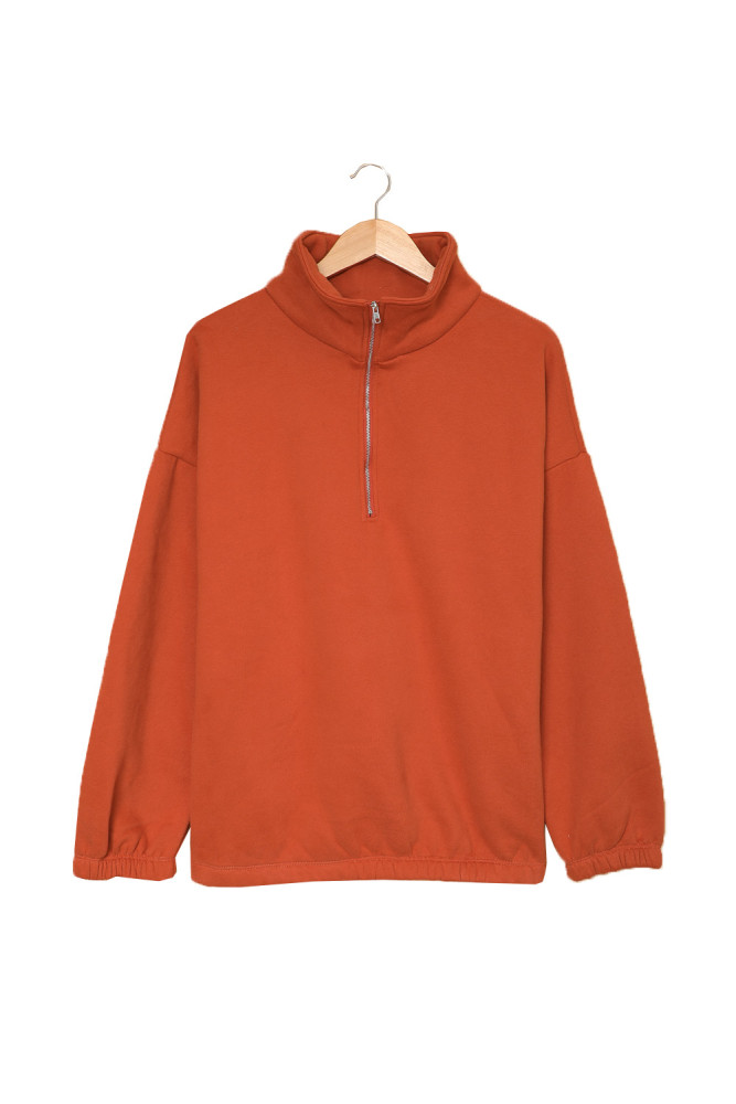 Silindashop  Solid Zipped Collar Sweatshirts