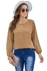 Solid Swiss Dot Puff Sleeve Top for Women
