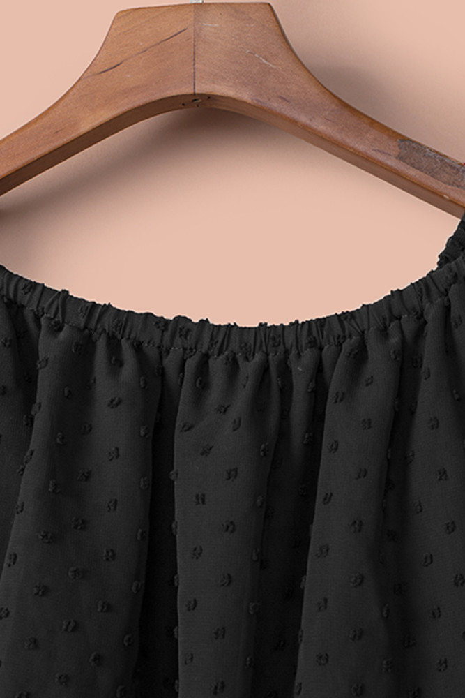 White/Black/Rust Red/Sky Blue/Yellow/Green Off Shoulder Ruffle Swiss Dot Maxi Dress