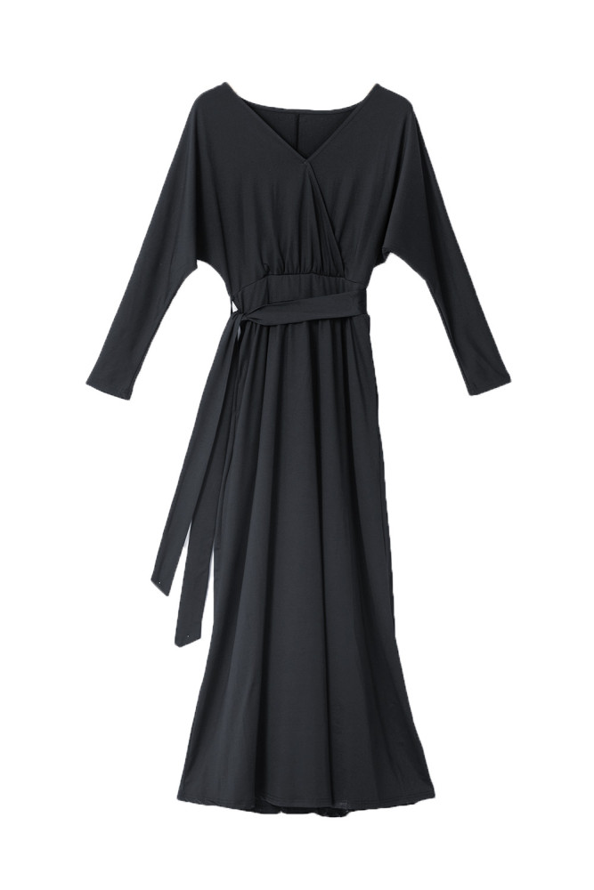 Black V Neck Off The Shoulder Maxi Dress