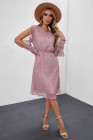 Crew Neck Sequin Split Sleeve Midi Dress