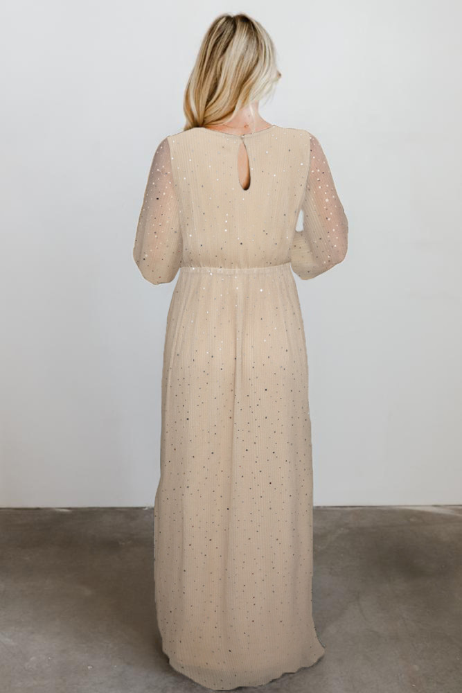 Black/Wine Red/Green/Apricot Side Split Rhinestone V Neck Maxi Dress