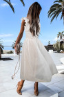 Floral Lace Dress for Women High Neck Sleeveless Crochet Mesh Maxi Dress