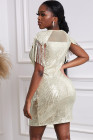 Mesh Bodycon Sequin Mini Dress with Tassel