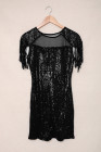 Mesh Bodycon Sequin Mini Dress with Tassel