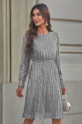 Crew Neck Sequin Split Sleeve Midi Dress