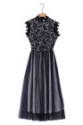 Floral Lace Dress for Women High Neck Sleeveless Crochet Mesh Maxi Dress