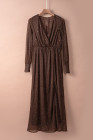 Black/Wine Red/Green/Apricot Side Split Rhinestone V Neck Maxi Dress
