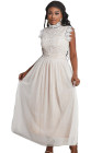 Floral Lace Dress for Women High Neck Sleeveless Crochet Mesh Maxi Dress