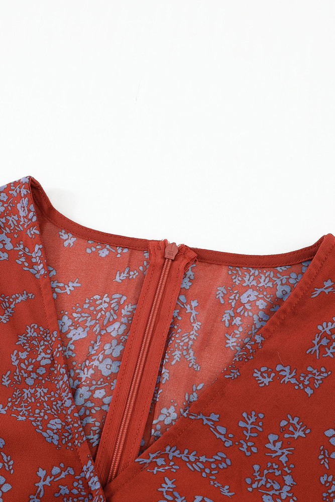 V Neck Waist Tie Double Layer Ruffle Short Dress