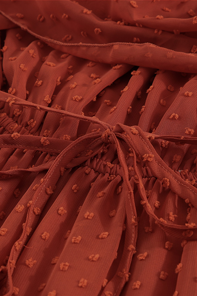 White/Black/Rust Red/Sky Blue/Yellow/Green Off Shoulder Ruffle Swiss Dot Maxi Dress