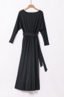 Black V Neck Off The Shoulder Maxi Dress