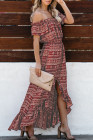 Off The Shoulder High Low Floral Maxi Dress