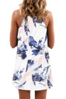 Blooming Red Flower Print Navy Sleeveless Dress
