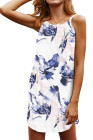 Blooming Red Flower Print Navy Sleeveless Dress