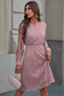 Crew Neck Sequin Split Sleeve Midi Dress