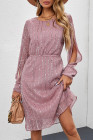 Crew Neck Sequin Split Sleeve Midi Dress