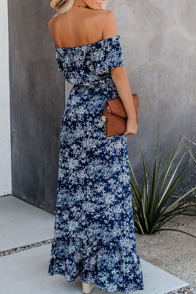 Off The Shoulder High Low Floral Maxi Dress