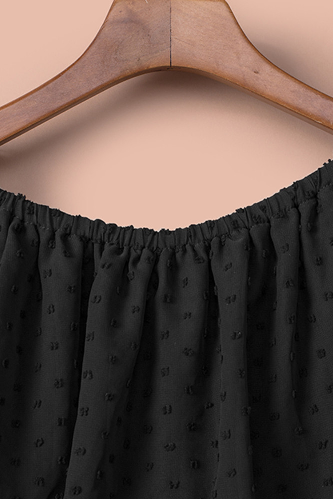 White/Black/Rust Red/Sky Blue/Yellow/Green Off Shoulder Ruffle Swiss Dot Maxi Dress