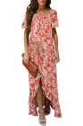 Off The Shoulder High Low Floral Maxi Dress