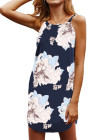 Blooming Red Flower Print Navy Sleeveless Dress