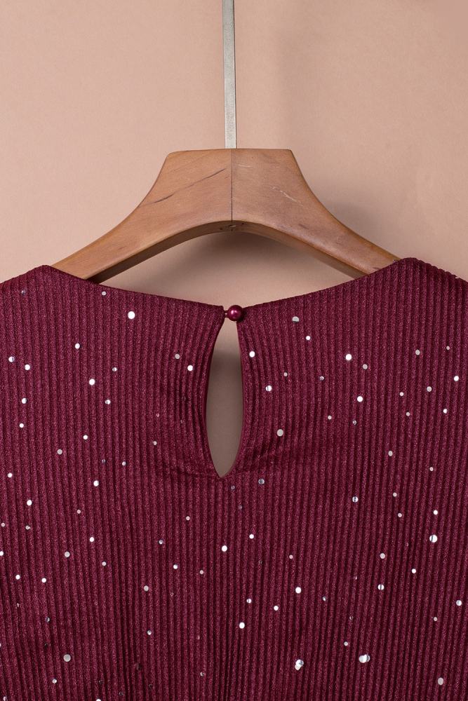 Black/Wine Red/Green/Apricot Side Split Rhinestone V Neck Maxi Dress