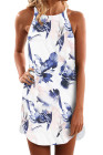 Blooming Red Flower Print Navy Sleeveless Dress