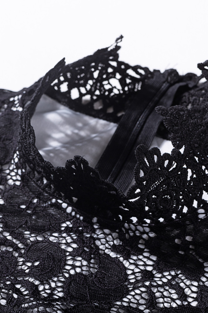 Floral Lace Dress for Women High Neck Sleeveless Crochet Mesh Maxi Dress