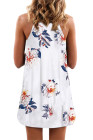 Blooming Red Flower Print Navy Sleeveless Dress