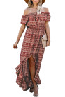 Off The Shoulder High Low Floral Maxi Dress