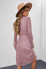 Crew Neck Sequin Split Sleeve Midi Dress