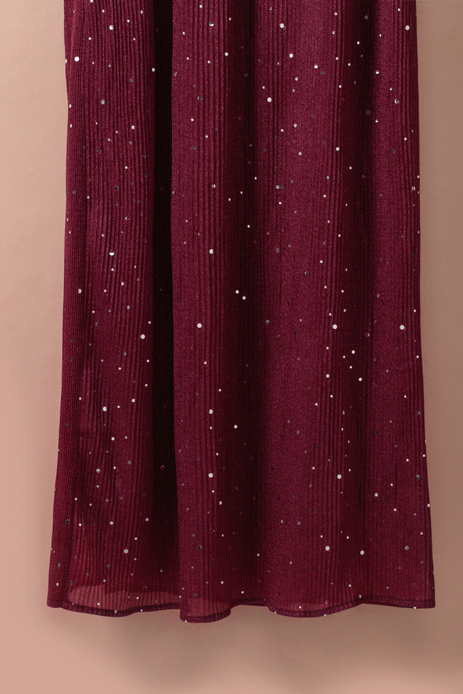 Black/Wine Red/Green/Apricot Side Split Rhinestone V Neck Maxi Dress