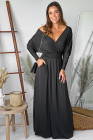 Black V Neck Off The Shoulder Maxi Dress