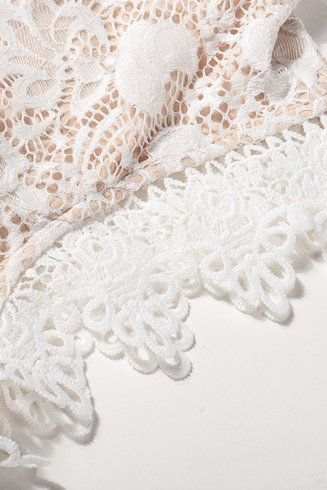 Floral Lace Dress for Women High Neck Sleeveless Crochet Mesh Maxi Dress